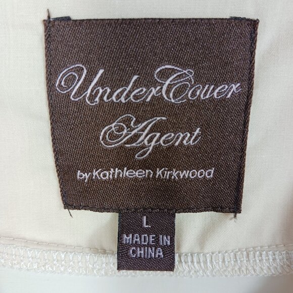 Under Cover Agent by Kathleen Kirkwood Mixed Media Sleeveless Top, Beige, SZ LRG - Picture 2 of 13